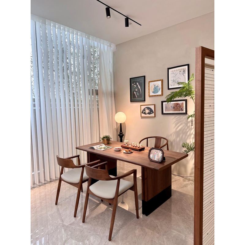 实木茶桌椅轻奢简约办公室黑胡桃木大板泡茶台新中式家用客厅茶桌