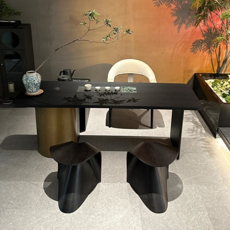 意式轻奢茶台实木茶桌2025新款高端客厅家用茶空间泡茶台现代简约