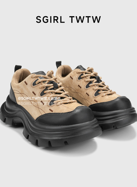 SGIRL TWTW秋冬季加绒大头厚底老爹鞋女2025新款百搭舒适休闲鞋潮