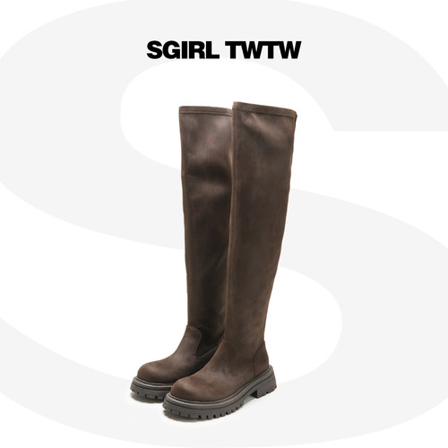 SGIRLTWTW厚底过膝长筒靴圆头