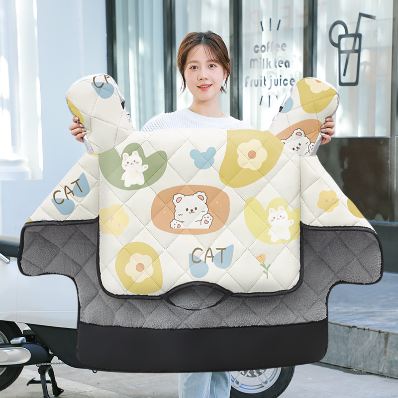 电动车挡风被电瓶车防风被冬季加绒加厚防风罩防水冬加绒超声波款