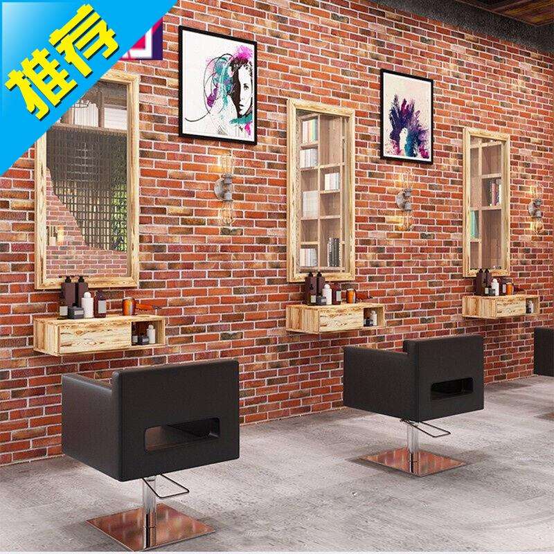 速发理发店镜挂实木复o古面镜框台镜发廊子理发美发店镜台镜镜化