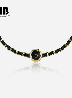 明星同款复古皮革编织小香风项链