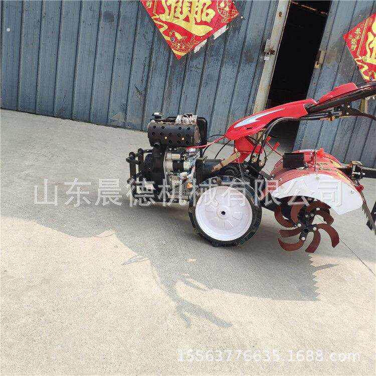 果园小型四驱旋耕机手扶翻地开沟带转向直连微耕机