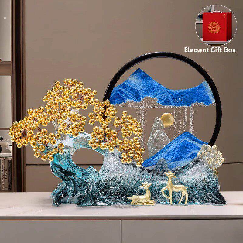 新的中国风流沙绘画饰品2025新的办公室饰品家庭可访问豪华客厅钱
