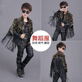旦架子鼓演出服男童帅气亮片街舞潮流套装爵士舞儿童吉他表演装