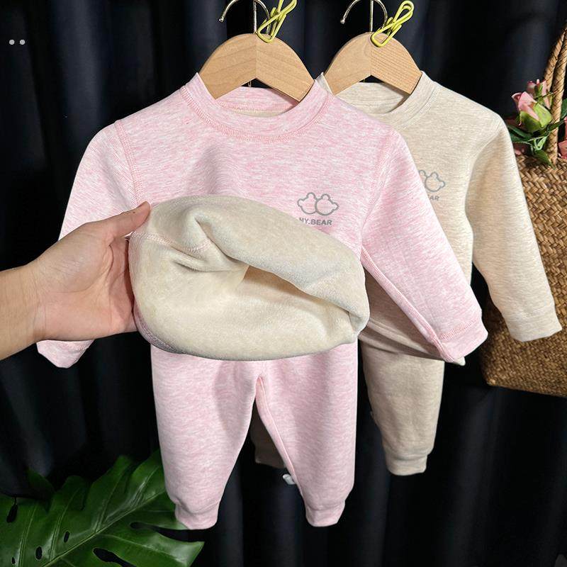 羊绒蚕丝儿童保暖内衣套装冬季加绒婴儿秋衣秋裤宝宝小大童男女童