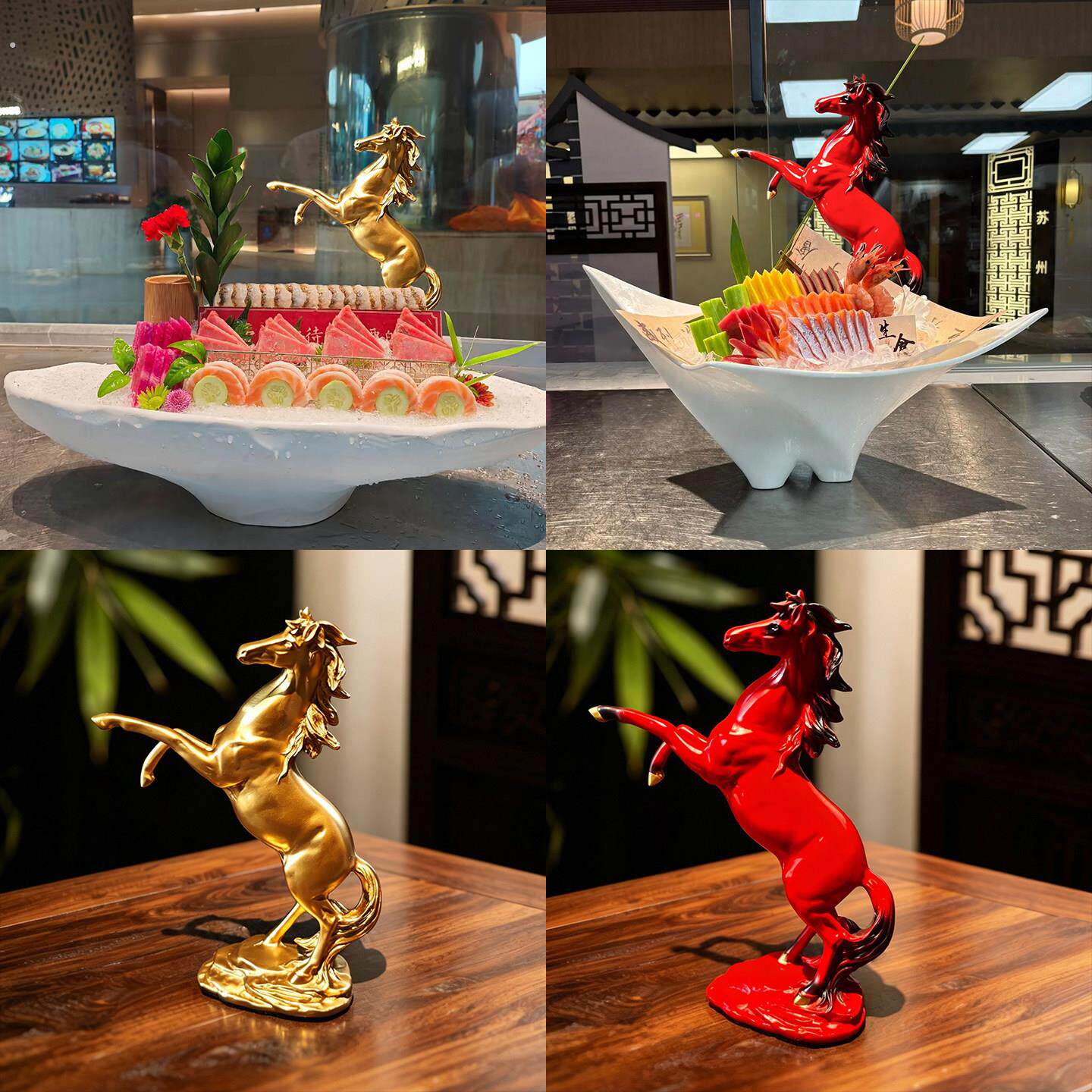 酒店摆盘装饰品马到功成装饰品海鲜造型高端摆件刺身用品摆盘装饰