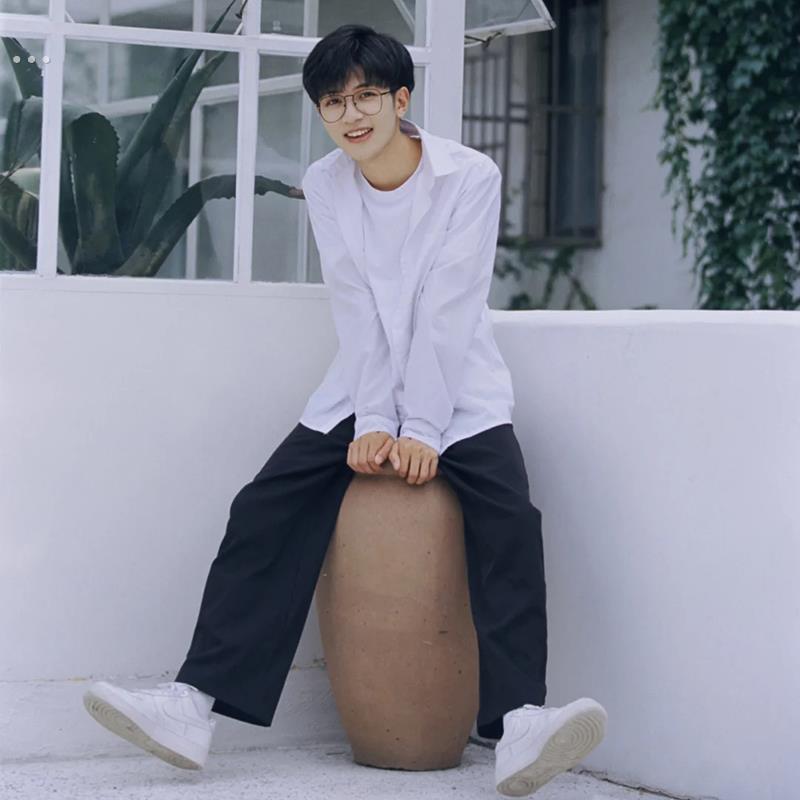 日系秋季长袖白衬衫男DK学院风短袖内搭宽松休闲 大尺码学生班服