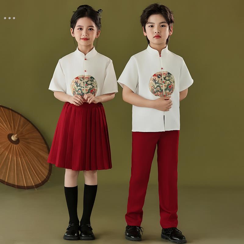六一儿童中国风演出服小学生合唱服国学新中式红歌诗朗诵服装国潮