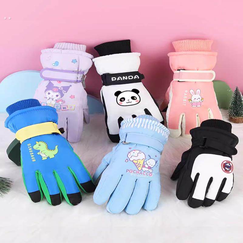 3-17岁小孩中大儿童加厚防寒防水防风防滑保暖滑雪玩雪棉手套冬季