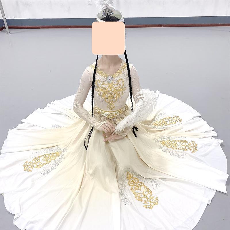 新疆舞蹈服装艺考表演服少数民族维吾尔族成人练习裙女定制大裙摆