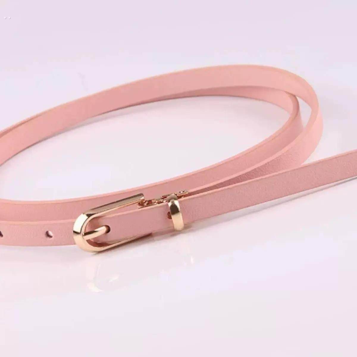 粉色皮带小女牛皮时尚简约细腰带百搭配洋装粉色韩国装饰小腰炼
