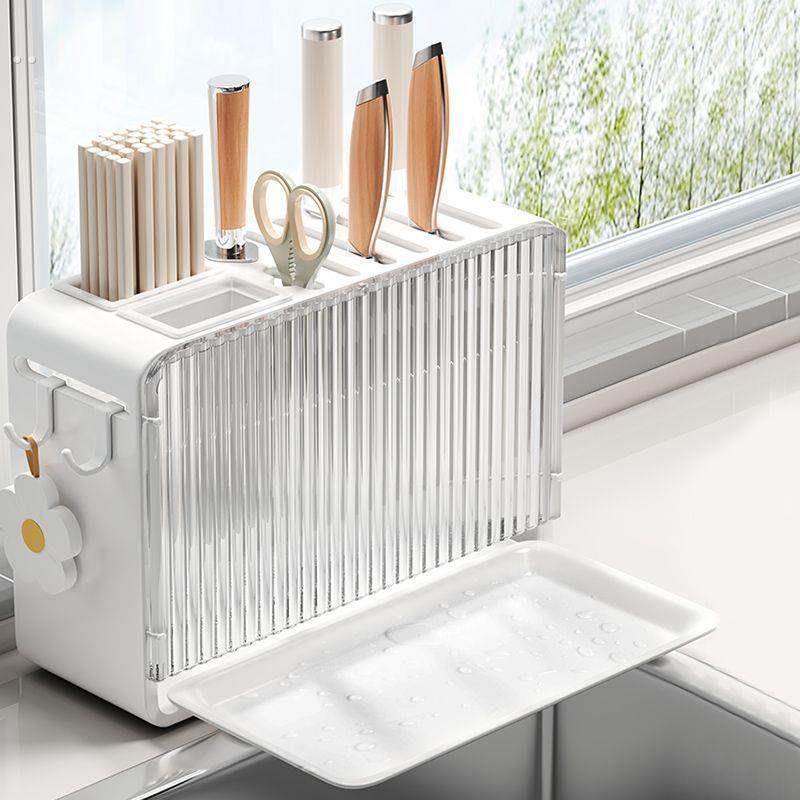 刀架壁挂式多功能厨房筷子笼一体菜刀架锅盖置物架刀具菜板收纳架