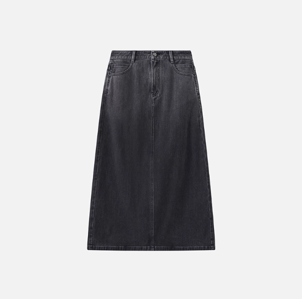 衣播商场女装复古渐变直筒高腰牛仔半身裙BDT1BD2811被月亮收买