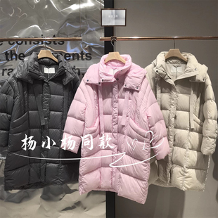 衣播商场女装 外套BDR4RD4115冬日不飞花 连帽半高领羽绒服新中长款