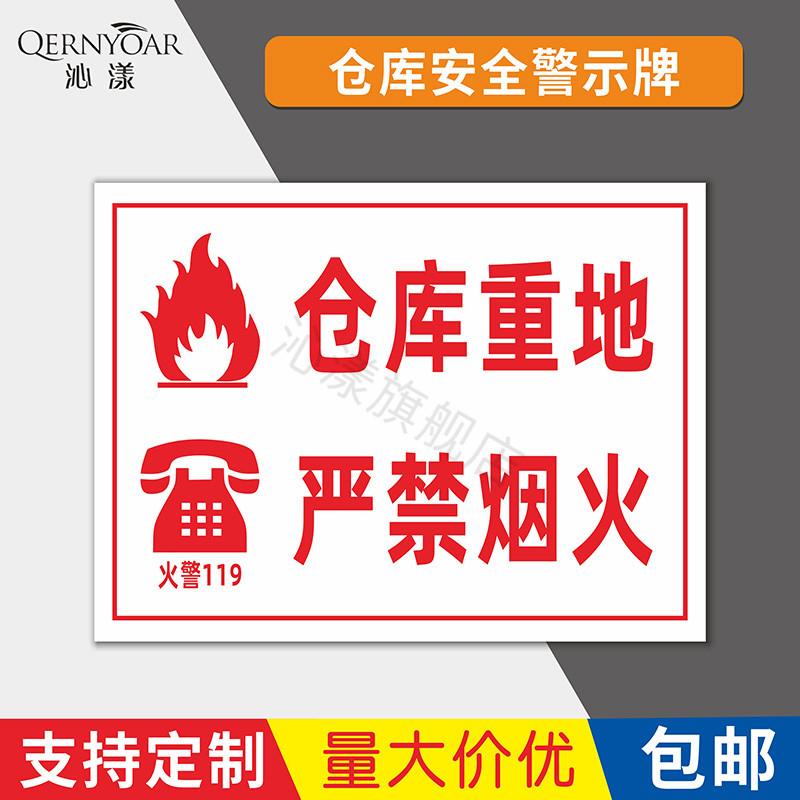 仓库重地严禁烟火标识牌 库房警示牌 仓库安全提示牌 禁烟禁止明火警告标志牌 工厂车间标示标牌定制包邮