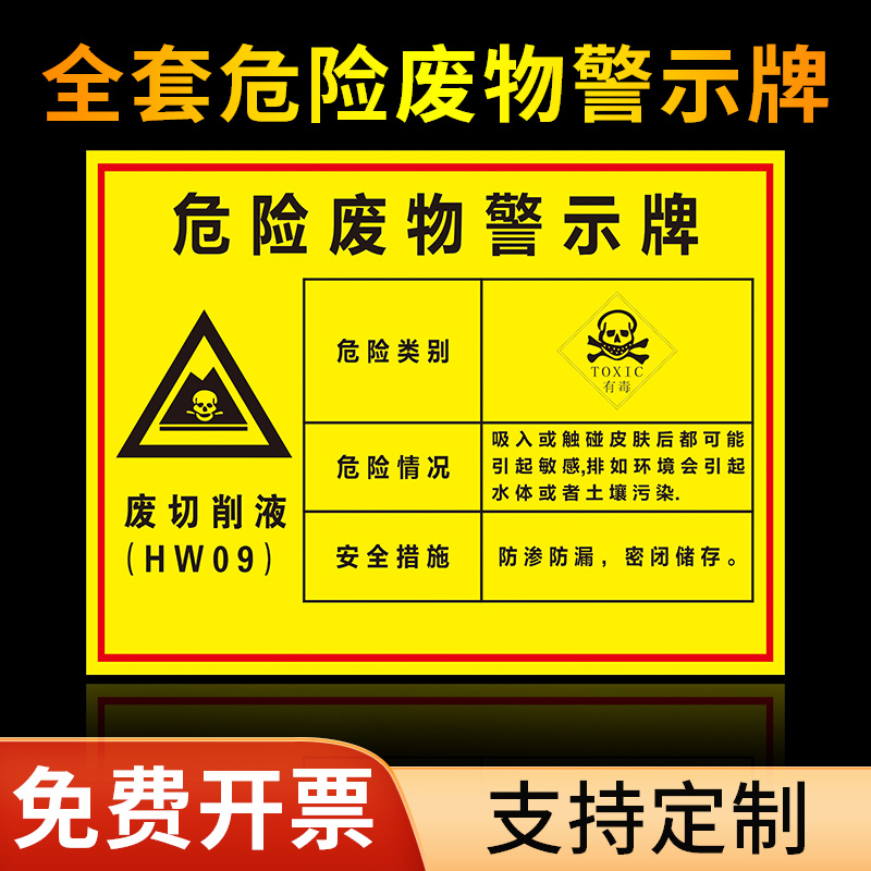 废切削液警示牌废机油废过滤棉废油漆桶废油墨废电瓶废乳化液标志牌墙贴4s点汽修厂危险废物储存间标识标志牌