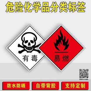危险化学品安全标签标志易燃液体运输化工标识贴纸仓库废物分类有毒易燃刺激爆炸有毒物品剧毒腐蚀性标识牌