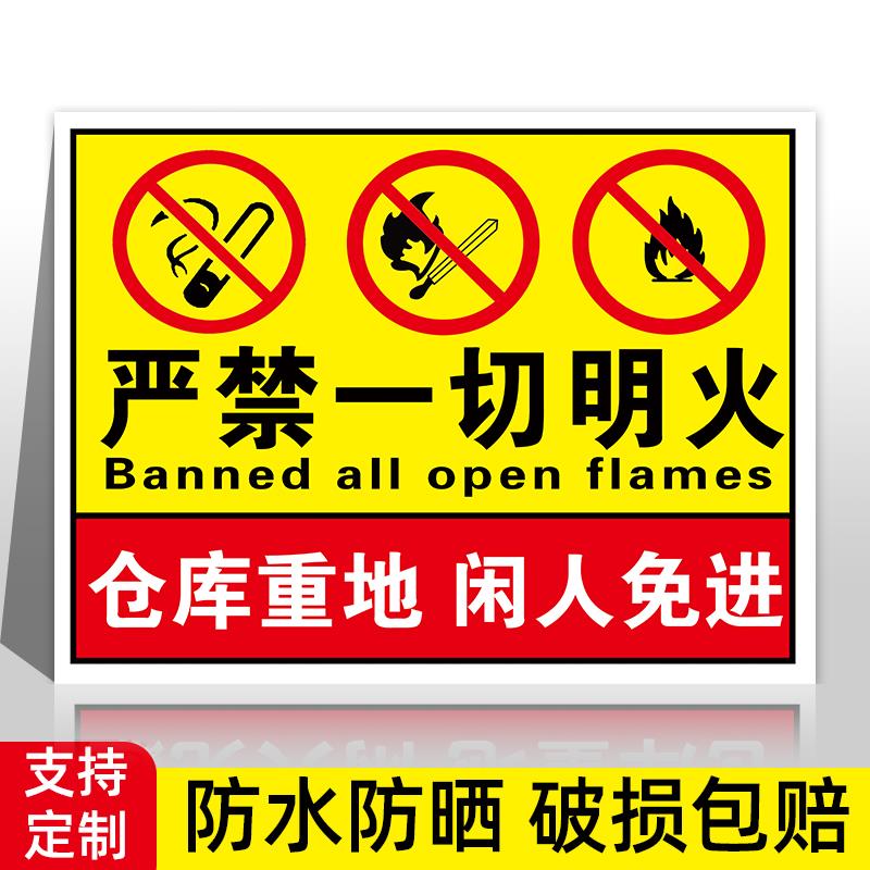 仓库重地严禁烟火禁止明火请勿吸烟标识牌消防安全警示标志牌成品库房提示牌车间工厂安全墙贴纸标识牌定制h