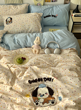 A类床品全棉四件套纯棉床上三件套床单被罩被套床笠学生宿舍三件4