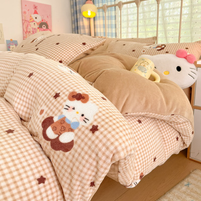 【A类母婴可用】牛奶绒四件套ins