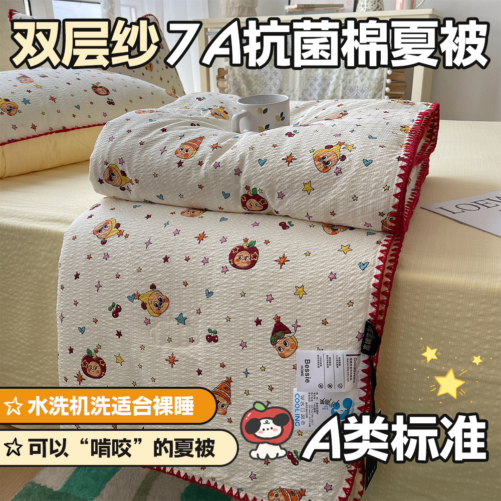 夏季纯棉双层纱布夏凉被四件套全棉可机洗空调被学生宿舍用薄被子