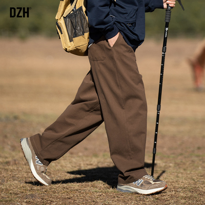 男生加绒加厚工装裤棕色休闲裤