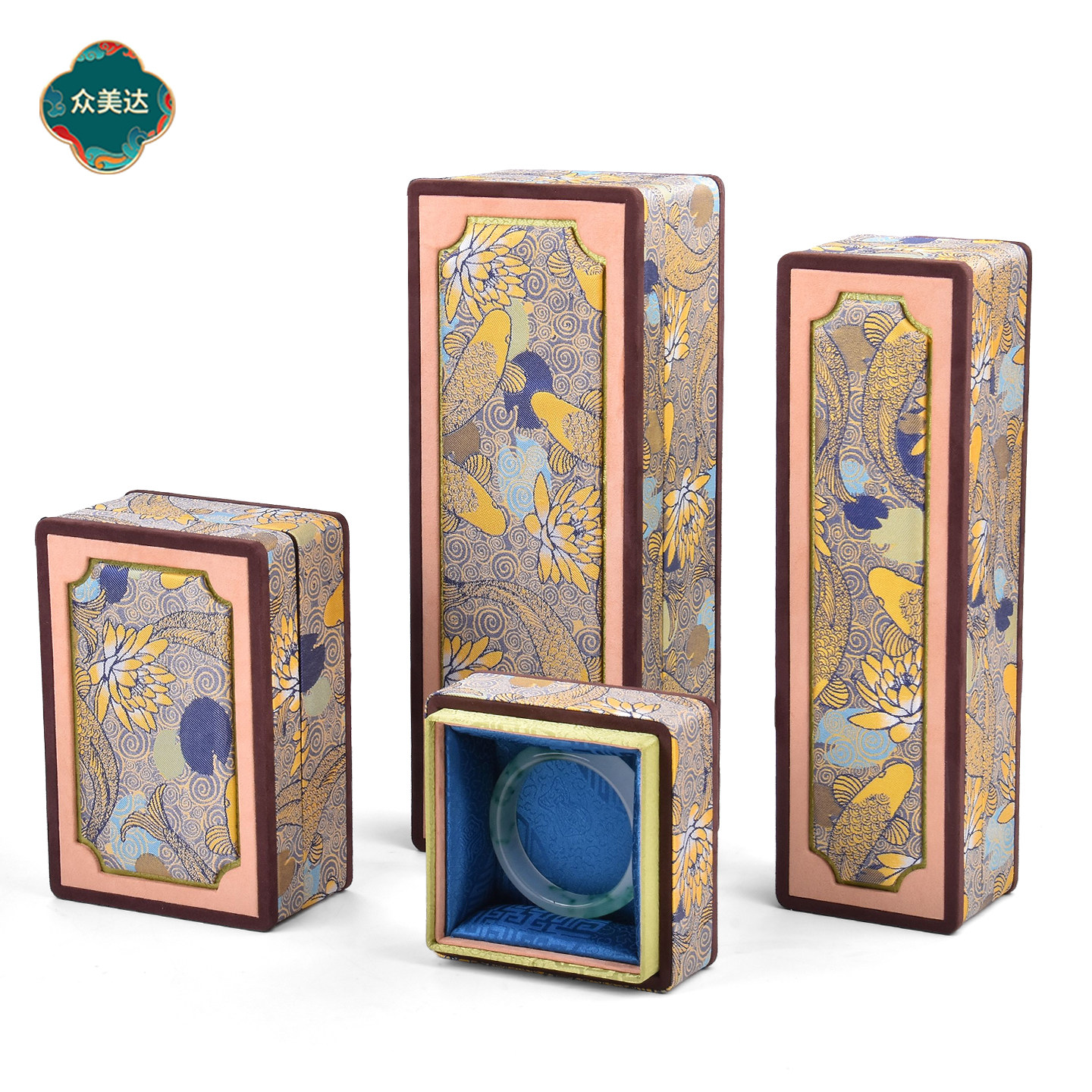 古风首饰盒项链手镯手串收纳盒国风刺绣翡翠锦盒珠宝文玩包装礼盒