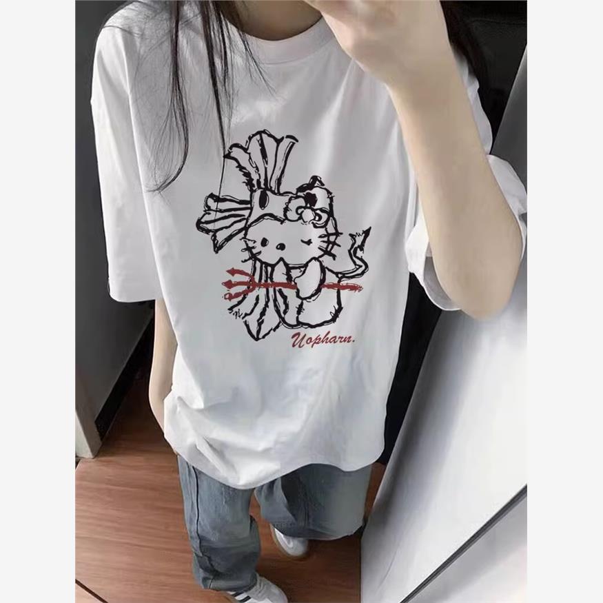 夏季纯棉白色短袖t恤女2025新款爆款美式潮牌设计感小众半袖上衣