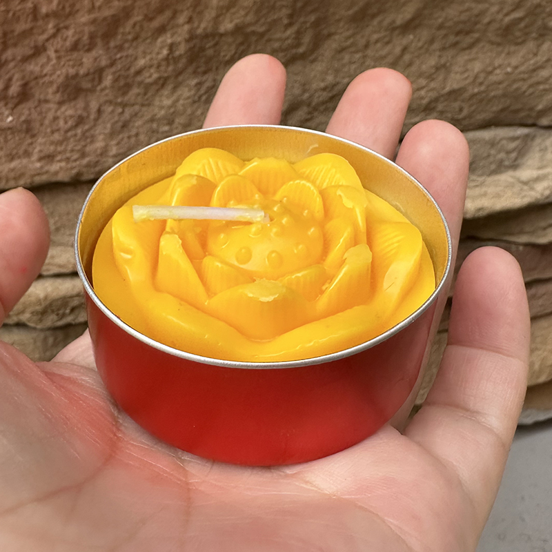 红色铝壳酥油灯12小时供佛莲花烛