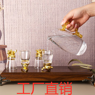 中式 十二生肖高档白酒杯玻璃酒具套装 家用分酒器12小酒杯礼品