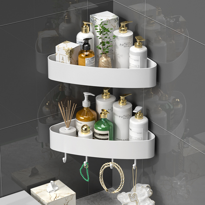 汉世刘家浴室卫生间置物架免打孔厕所洗手间洗漱台墙上三角收纳式