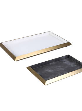 简约现代餐厅茶几长方形皮革托盘