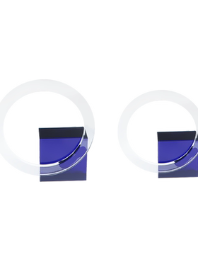 高端轻奢蓝色几何圆环酒柜客厅摆件酒店别墅卧室书房创意艺术摆设