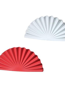 现代新中式书房玄关陶瓷折扇摆件