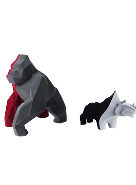 北欧儿童房植绒树脂大猩猩摆件