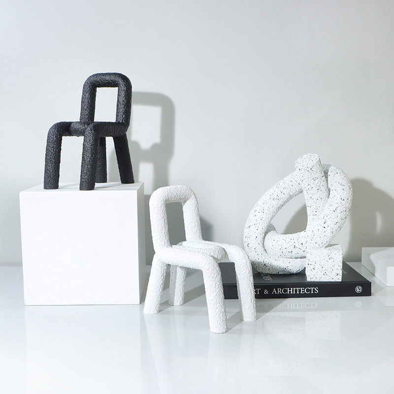 创意软装几何小板凳子摆件现代简约抽象家居饰品样板房书房艺术品