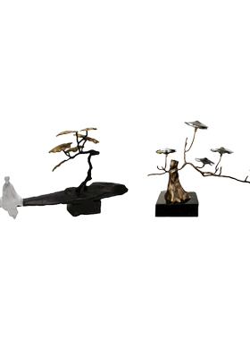 新中式玄关金属风景装饰摆件