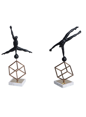 现代简约金属体操人物装饰品摆件
