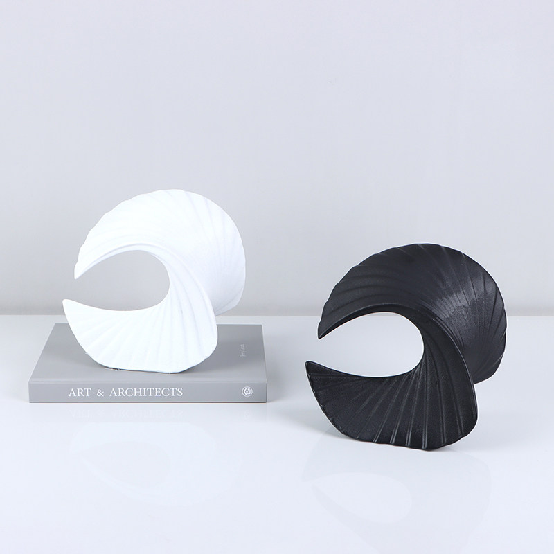 北欧风格海浪造型几何浪花树脂摆设样板房售楼处书房软装饰品摆件