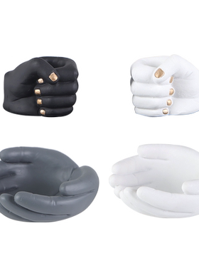 北欧现代简约捧手托盘拳头摆件售楼处书房客厅餐桌面家居软装饰品