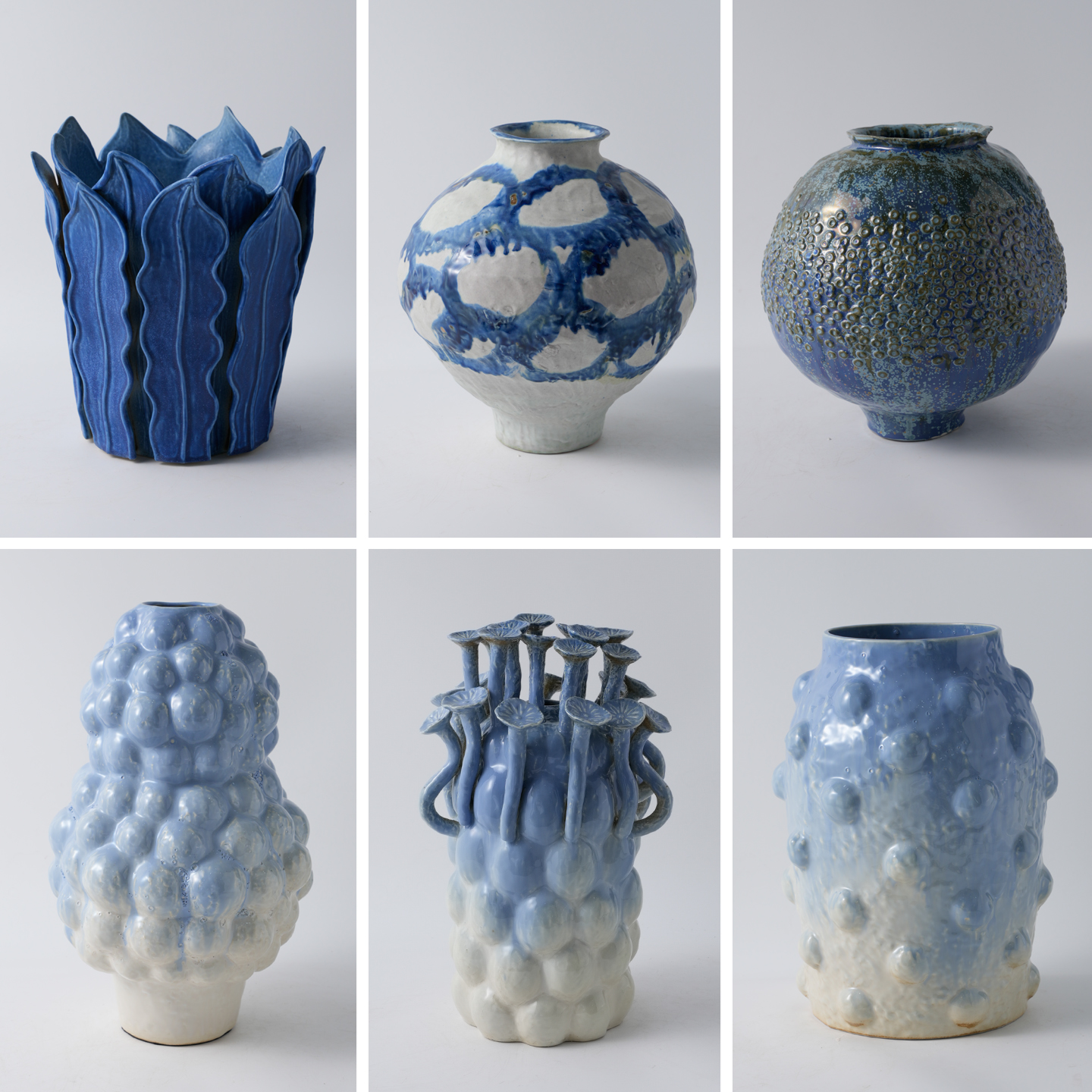 蓝色花瓶简约现代渐变色手绘陶瓷花器客厅玄关电视柜餐桌插花摆件