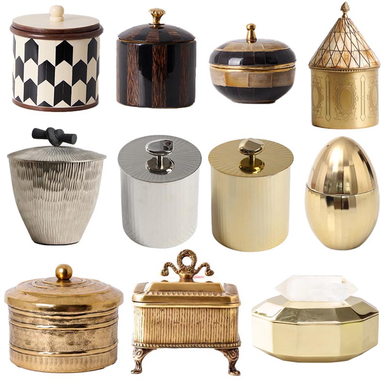 印度进口牛骨拼接复古首饰盒铝制金银色收纳盒珠宝项链饰品盒摆件