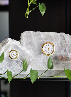 桌面天然水晶石时钟摆件装饰品