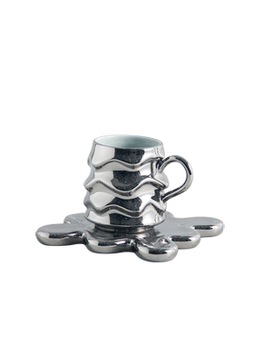 现代轻奢茶几电镀银色陶瓷咖啡杯