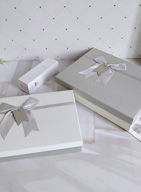 新年礼物盒空盒灰色简约送男女生高级感睡衣生日围巾元旦跨年礼盒