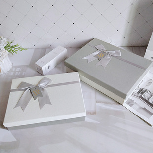 礼物盒子空盒灰色简约送男女生款 盒 高级感睡衣生日衣服礼盒大包装