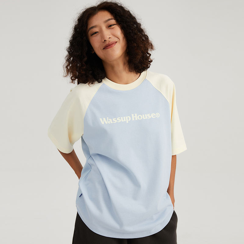 WassupHouse短袖拼色插肩T恤