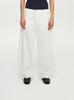 Oneup白色香蕉裤休闲裤男女纯棉宽松美式阔腿运动工装裤弯刀长裤